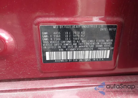 2013 Subaru Legacy 2.5I Premium z USA, uszkodzony, nr VIN 4S3BMBC65D3002520